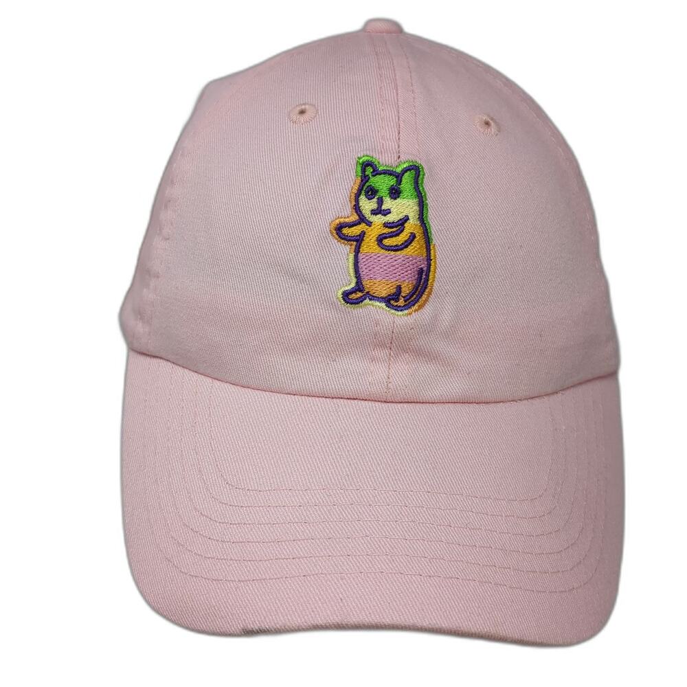 Custom Ink Baseball Cap Pink One Size Pretty Cute Coffee Cat Embroidery Hat